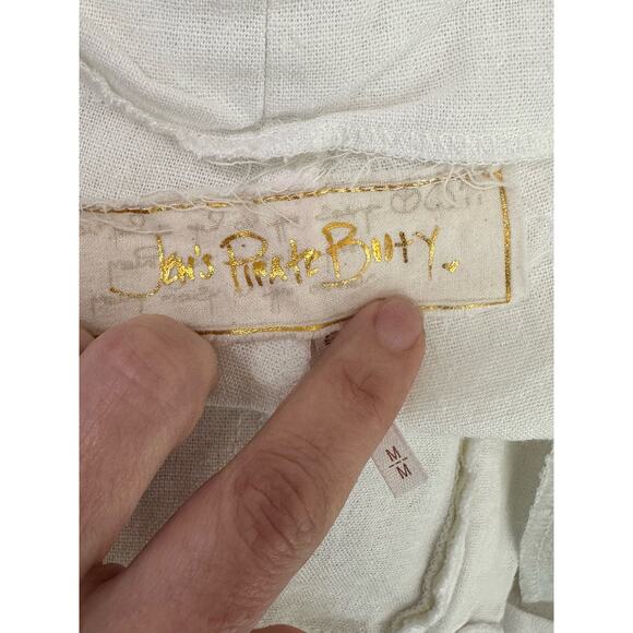 Jen’s Pirate Booty white linen cropped pants size M - Picture 3 of 6